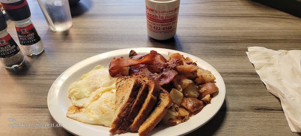 Breakfast Bacon Eggs Hashbrowns Raisin Toast